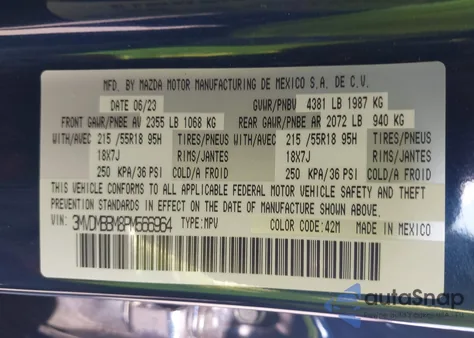 2023 Mazda Cx-30 2.5 S Select из США, поврежденный, VIN 3MVDMBBM8PM566964